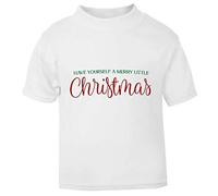 Have Yourself a Merry Little Christmas Short Sleeve Cotton Toddler t Shirt, 1-2 Years, White