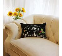 Have Yourself A Merry Little Christmas Throw Pillow Cover, 12 x 20 Inch Winter Holiday Farmhouse Cushion Case Decoration for Sofa Couch