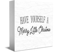Have Yourself A Merry Little Christmas. Wooden Box Sign Decorative Funny Office Home Decor Rustic Farmhouse Square Desk Decor Sign For Shelf 5 X 5 Inches