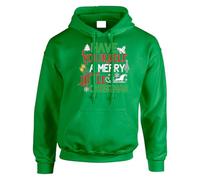 Have Yourself Merry Little Christmas Hoody Mens & Kids Classic Christmas Graphic Jumper Sleigh Tree Festive Novelty Sweatshirt Boys & Him Kelly Green - Small