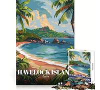 Havelock Island, India Beach Scene Jigsaw Puzzle for Adults 1000 Pieces Cognitive Train Clear Tone Pattern Assemble Birthday Art Gift (38x52cm)