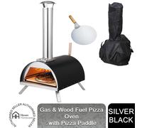 Haven Gas & Wood Fuel Pizza Oven Built-in Thermometer &Pizza Paddle Black/Silver
