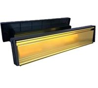 Haven Heritage ® 12" 300mm Letterbox with Letterbox Draft excluder Internal Designed for Wooden Doors. (Gold)