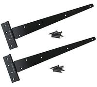 Haven Heritage - 2 x Black Tee Hinges for Gate, Outside Door Security, Gate Hardware, Shed Door Hinge, Heavy Duty Hinges with FIXINGS Included, Garden Gate Hinges, (24") 600mm