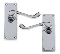 Haven Heritage® 3 Sets Victorian Scroll Door Handles - Polished Chrome Lever Latch Handles (118mm x 42mm) | Traditional Internal Door Handle Sets with Fixings | Classic Chrome Finish