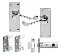 5 Sets of Victorian Scroll Latch Door Handles Polished Chrome Hinges & Latches Pack Sets 118MM X 40MM - Haven Heritage®