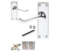 Haven Heritage 6 Victorian Scroll Latch Chrome Door Handles Polished 118MM X 40MM