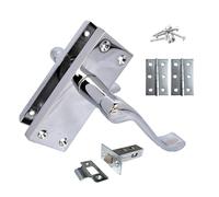 Haven Heritage 7 Sets of Victorian Scroll Latch Door Handles Polished Chrome Hinges & Latches Pack Sets 118MM X 40MM