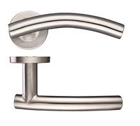 Haven Heritage Arched T BAR Internal Door Handle Pair Lever on Rose in Satin Nickle