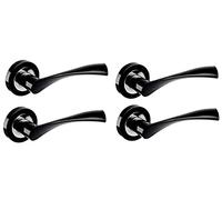 Haven Heritage ® Astrid Internal Door Handles in Matt Black & Chrome on Rose - Rose Diameter Approx 51cm Sold as 4 Pairs