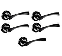 Haven Heritage® Astrid Internal Door Handles - Matt Black & Chrome Lever on Rose (5 Pairs) | Modern Dual-Tone Door Handles for Interior Doors | 51mm Rose, 120mm Lever | Contemporary Design