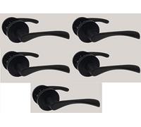 Haven Heritage Astrid Internal Quality Black Internal Door Handles in Matt Black on Rose Diameter Approx 51mm Sold as 5 Pairs