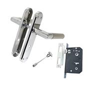 Haven Heritage Bathroom Door Handles Satin Nickel & Chrome Dual Finish Mitred Sold in Pairs (Bathroom Handle Set)