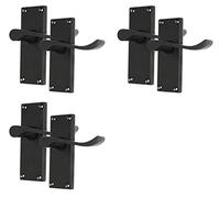 Haven Heritage Black Door Handles Internal Sets - Victorian Scroll Matt Black Choice of Latch, Lock, Bathroom or Privacy, This is for 3 Pairs of Handles (Latch Handle x 3)