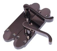 Haven Heritage Black Nickle Shaped Door Handle Victorian Design Scroll Lever On Back Plate Size 170mm x 42mm. Sold as 1 x Pair (Latch Handle x 1)