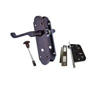 Haven Heritage Black Nickle Shaped Door Handle Victorian Design Scroll Lever On Back Plate Size 170mm x 42mm. Sold as 1 x Pair (Bathroom Handle Set x 1.)