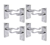 Haven Heritage Chrome Door Handle Set for Modern Doors Internal House Design, Door Handle Sets - Victorian Scroll Door Handles Chrome Door Handles Internal (4 Sets)