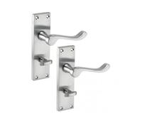 Haven Heritage Door Handle Victorian Scroll Bath Lock Satin Nickle