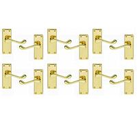 Haven Heritage Door Handle Victorian Scroll Lever Latch Electro Brass Plated 6 x Pairs
