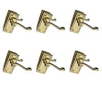 Haven Heritage Door Handles Brass Finish Georgian Style Scroll Internal Lever Latch Lock or Bath (Latch Handle x 6)
