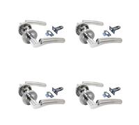 Haven Heritage Door Handles Chrome Duo Verona Style Modern Fresh Curved Lever on Round Rose Rose Diameter Approx 51mm Sold in Pairs (4 x Latch Handle Set)