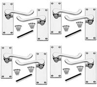 Haven Heritage Door Handles Internal Sets - Chrome Door Handle Set for Modern Doors Internal House Design, Door Handle Sets - Victorian Scroll Door Handles Chrome Door Handles Internal (4 Sets)