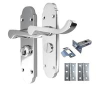 Haven Heritage Door Handles Internal Sets - Chrome Door Handles Internal, Door Handle Sets - Bathroom Door Handles, Internal Door Handles Set, Epsom Scroll Door Handle Privacy - Chrome