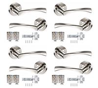 Haven Heritage Door Handles Internal Sets - Chrome & Satin Duo Twist Interior Lever on Rose + Tubular Latch & Hinges - 4 Pack of Internal Door Handles, Chrome Finish