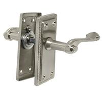 Haven Heritage Door Handles Satin Finish Georgian Style Scroll Internal Lever Latch- Back Plate Size 113mm x 51mm Sold as 1 x Pair