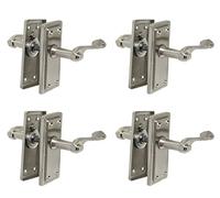 Haven Heritage Door Handles Satin Finish Georgian Style Scroll Internal Lever Latch- Back Plate Size 113mm x 51mm Sold as 4 x Pairs