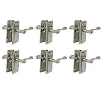 Haven Heritage Door Handles Satin Finish Georgian Style Scroll Internal Lever Latch- Back Plate Size 108 mm x 49 mm Sold as 6 x Pairs