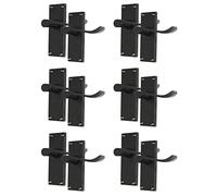 Haven Heritage Door Handles Victorian Scroll Lever Latch in Matt Black - Back Plate Size 118 mm x 40mm. Internal Sold in Pairs (6)