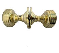 Haven Heritage Door KNOBS Electro Brass Plated MORTICE REEDED Ribbed Sprung Round Internal Handle (1)