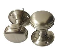 Haven Heritage Door KNOBS Satin Nickle MORTICE REEDED Ribbed Sprung Round Internal Handle (1)