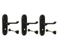 Haven Heritage ® Epsom Internal Bathroom Door Handles in Matt Black - Back Plate Size 170mm x 42mm. Sold in Pairs (3)
