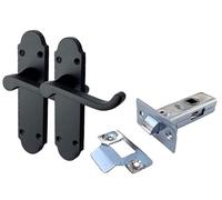 Haven Heritage ® Epsom Internal Quality Door Handles in Matt Black Inc Tubular Latch, Back Plate Size 170mm x 42mm. Sold as 1 x Pair