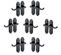 Haven Heritage Epsom Matt Black Internal Lever Handle Set with Backplate (170mm x 42mm) Modern Black Handles for Internal Doors 7 Pairs