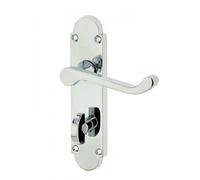 Haven Heritage Epsom Style Bathroom Door Handles with Lock - Internal Door Handles Durable Chrome Door Handles, Easy-Install Bathroom Door Handles, Sl esign - Polished Chrome Finish 170mm x 42mm