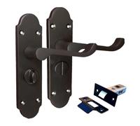 Haven Heritage Epsom Style Matt Black Privacy Lever Set with Lock and 63mm Tubular Latch Durable Interior Design Easy Install Finish 170mm x 42mm