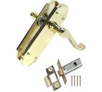 Haven Heritage® Epsom Style Victorian Scroll Latch Door Handle Set - Brass Finish (1 Pair) | Includes Tubular Latch, Hinges & Fixings | Classic Internal Lever Handle on Backplate 170mm x 42mm