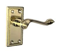 Haven Heritage Georgian Roped Edge Lever Latch Set Brass Plated Finish Classic Interior Design Backplate 108mm x 48mm Includes Tubular Latch