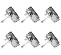 Haven Heritage - Georgian Style Polished Chrome Door Handles, Internal Door Locks and Door Latch Set, Lever Latch with Back Plate, Front Door Handle, Bedroom Door Locks, 108mm x 48mm (6 Pairs)