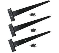 Haven Heritage Heavy Duty Shed Hinges, Black Tee Hinges, 24" 600mm, 3 Count, Powder Coated, Metal, Surface Mount