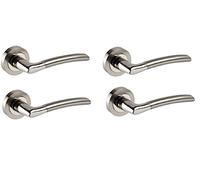 Haven Heritage ® Internal Chrome & Satin Duo Lever Latch on Rose Door Handles - Rose Diameter Approx 52mm Sold as 4 Pairs