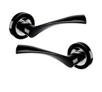Haven Heritage Internal Door Handles Sets - Chrome Door Handles Internal, Door Handle Sets for Interior Doors - Astrid Twist Door Handle Lever on Rose Latch MATT Black and Chrome