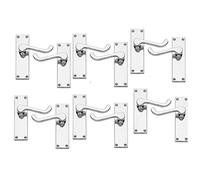 Haven Heritage Internal Quality Victorian Scroll Door Handles in Polished Chrome Silver Door Handles, Back Plate Size 118mm x 40mm. Sold as 6 x Pairs