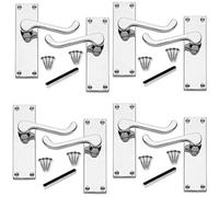 Haven Heritage Internal Quality Victorian Scroll Door Handles in Polished Chrome Silver Door Handles, Back Plate Size 118mm x 42mm. Sold as 4 x Pairs