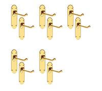 Haven Heritage Latch Door Handle Brass Finish Epsom Style Victorian Scroll 5 x Pairs