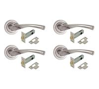 Haven Heritage Lever Latch on Rose Internal Satin Door Handles Plus Tubular Latch Rose Diameter Approx 52mm Sold as 4 Pairs