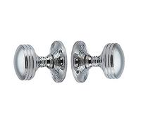 Haven Heritage Quality Mortise Door Knob Ringed with 3 Rings in Polished Chrome, Sprung with 64mm Rose. 1 x Pair